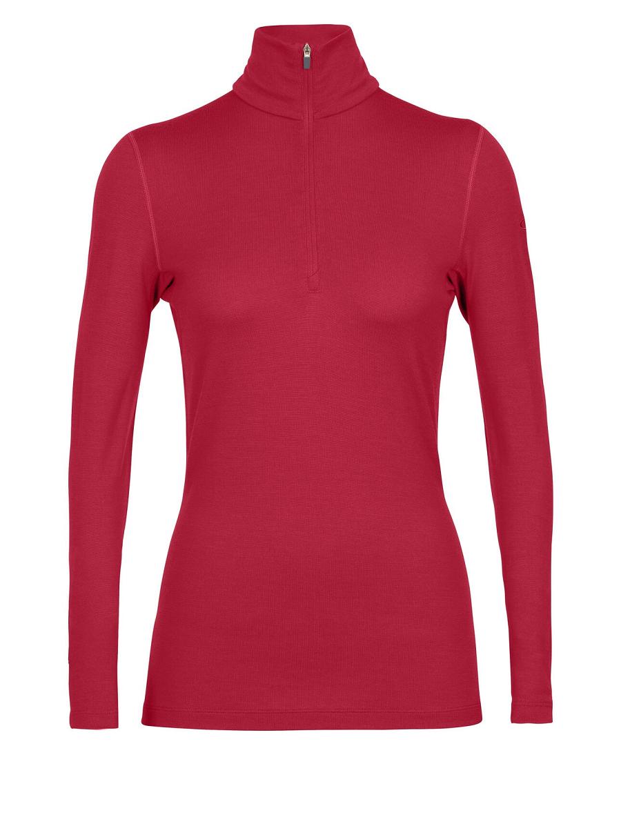 Cherry Icebreaker Merino 260 Tech Long Sleeve Half Zip Thermal Top Women's Base Layers | AU 1913SGLO